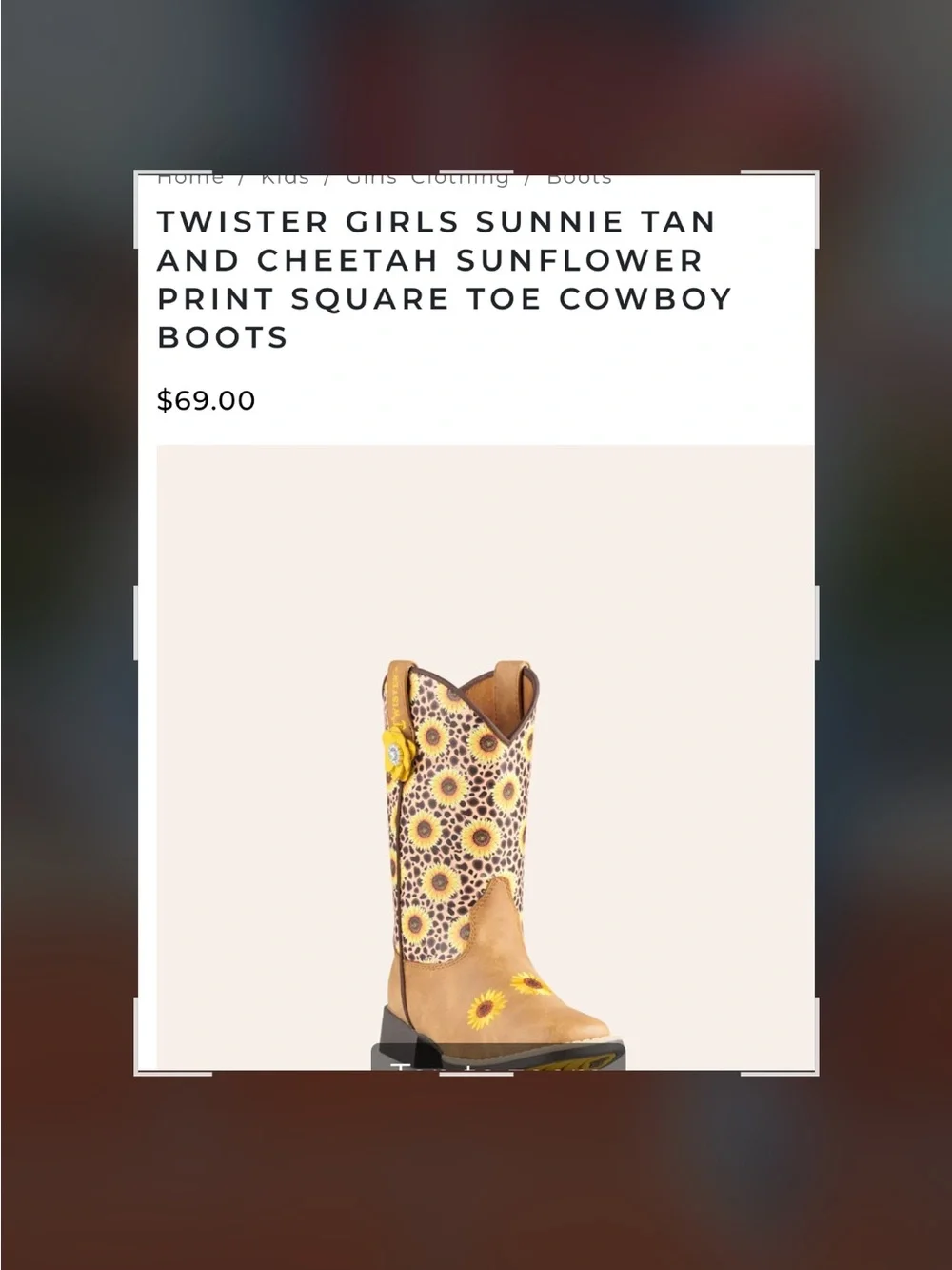 Twister Brown and Yellow Sunflower Kids Boots - Picture 7 of 11